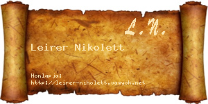 Leirer Nikolett névjegykártya